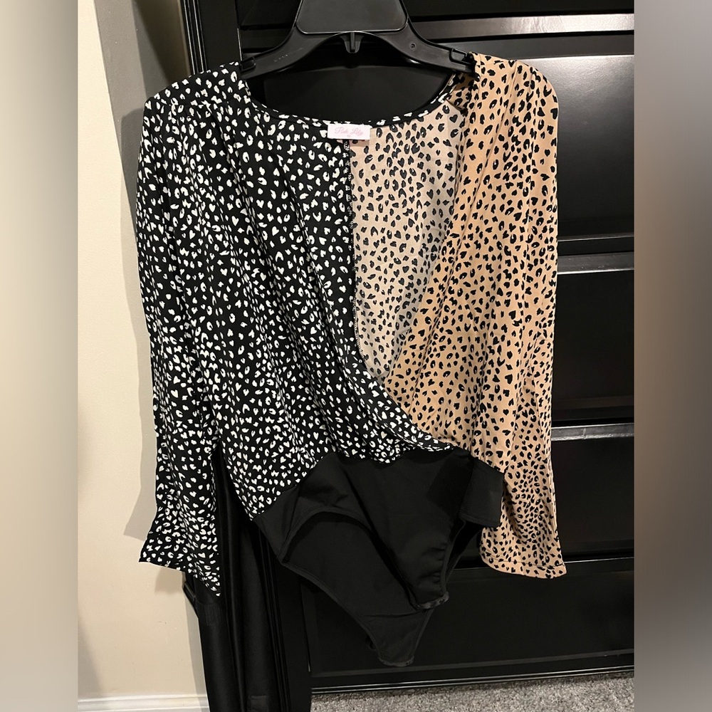 Pink Lily Boutique animal print bodysuit blouse